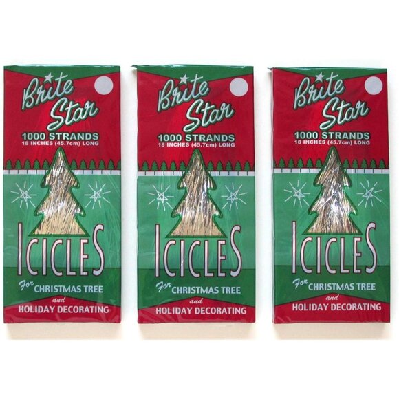 Other - Tinsel Icicles, Silver, 3 Packages, 1000 count each